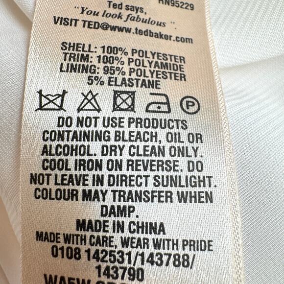 Ted Baker Women Ameda Twilight Pleat Mini Dress Size M Floral Party Spring White - Picture 7 of 8